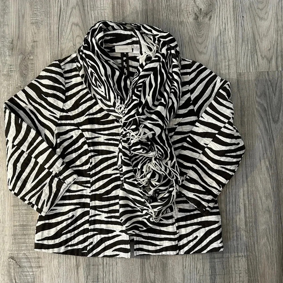 Chico Jackets & Blazers - Chico Zebra Jacket Sz 2 and Grace Adele Zebra Accessory Scarf